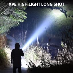 Lanterna LED recarregável de alta potência, Luz portátil multifuncional com luz lateral, Modos de iluminação múltiplos impermeáveis - Image 3