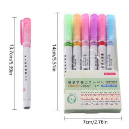 Linha dupla padrão esboço marcador caneta mão cópia conta multi-colorido curva caneta marca seca rápida notas pintura highlighter - Image 6