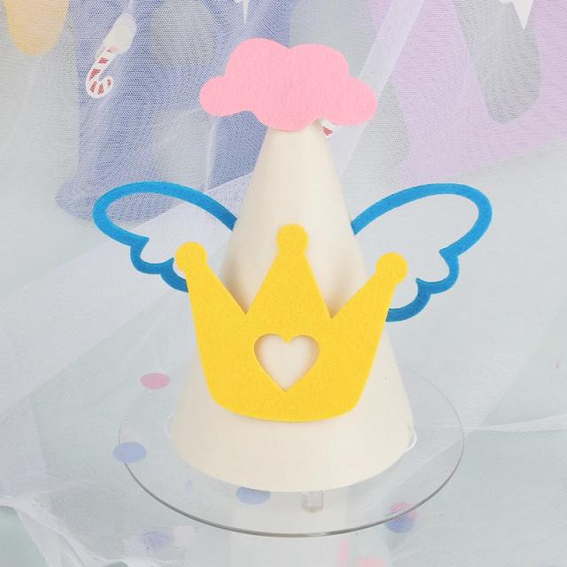 Decoração de Aniversário Artesanal: Chapéus de Feltro Coloridos com Corda Elástica para Bebês e Crianças
