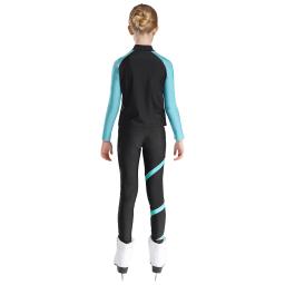 Jaqueta e calças de patinação no gelo para meninas, figura leve de strass, trajes artísticos de ginástica para crianças - Image 3
