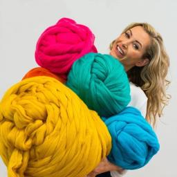 Fio De Lã Merino Macio, Braço Roving, Cobertor De Tricô, Fios Grossos Chunky, Malha De Mão, Crochê Giratório, Costura, DIY, 1000g por bola - Image 1