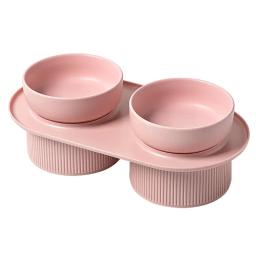 Tigela Cerâmica Elevada para Animais Alimentador de Cachorros, Suporte Elevado Elevado Tigela Dupla, Água de Alimentação, Cães e Gatos, Gatinho e Cães, Rosa - Image 4