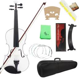 Instrumento de cordas acústicas, violino com estojo e acessórios de arco, adequado para iniciantes e profissionais, branco, 4 ou 4 - Image 1