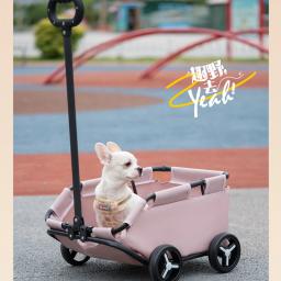 Carrinho de estimação dobrável leve, Carrinho de carro para cães, Cão pequeno a médio, Carrinho de luxo com 4 rodas - Image 3