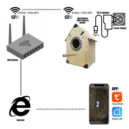 Natural gaiola de madeira grande com câmera, reprodução resto, Smart Pet Produto, Ninho de Papagaio, reprodução, equipado com Wi-Fi, 4MP, bebê - Image 5