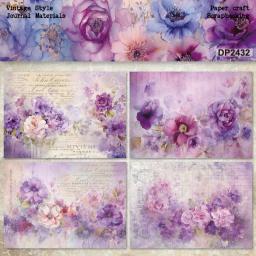 KLJUYP-Flor roxa Scrapbooking, Papel Modelado, Pacote de Cartas Extravagantes, Peso Leve Cartão de Papel Craft, Tamanho A5, 8 Folhas - Image 2