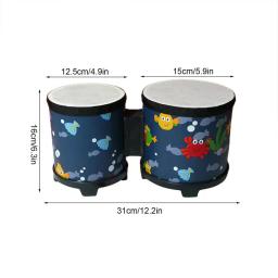 Tambor de mão bonito para crianças, instrumento de percussão, brinquedo musical, tambor artesanal, 2 baquetas coloridas - Image 6