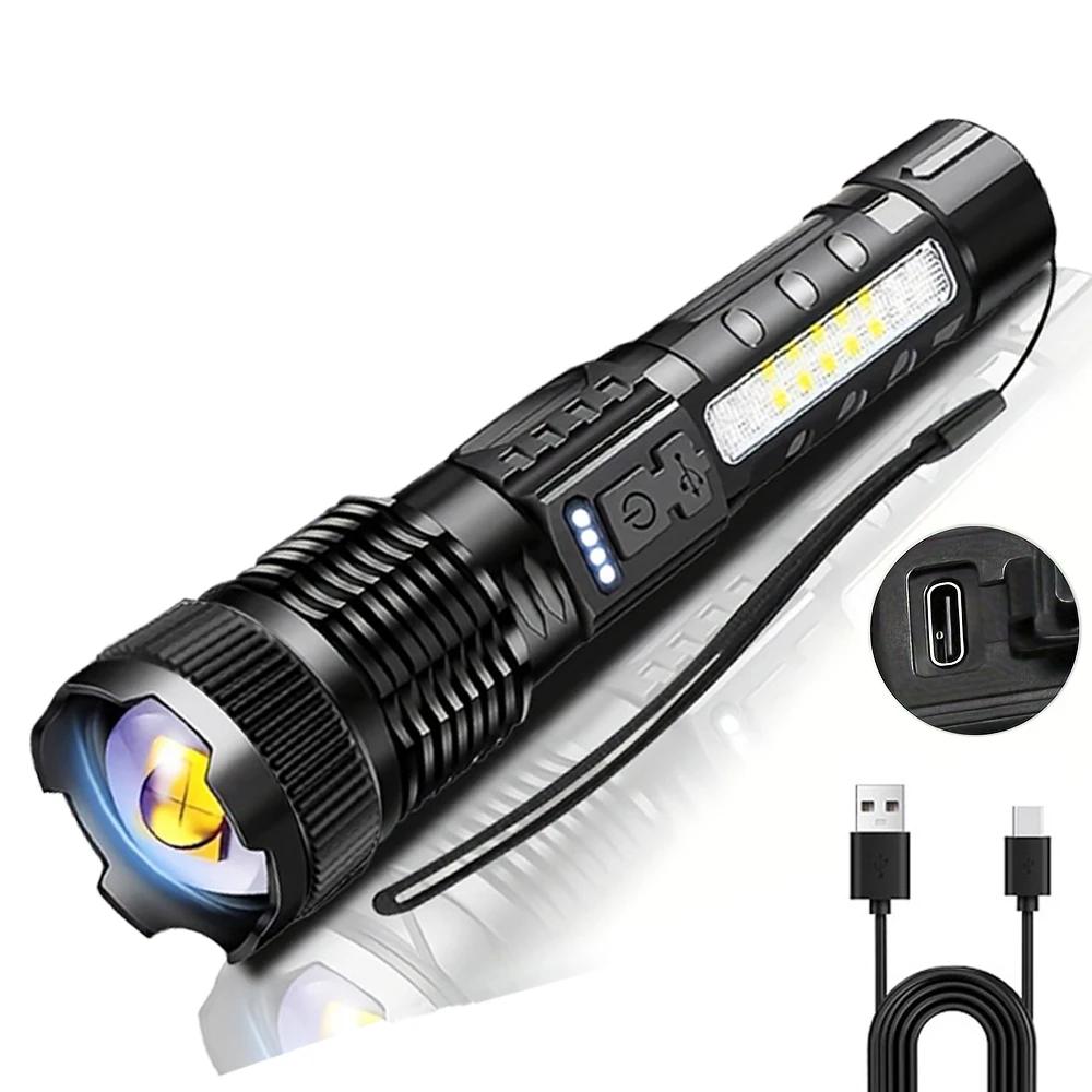 Lanterna LED De Alta Potência, Tipo C Recarregável, Tocha Ultra Poderosa, Acampamento ao ar livre, Luz Flash De Caminhadas - Image 1