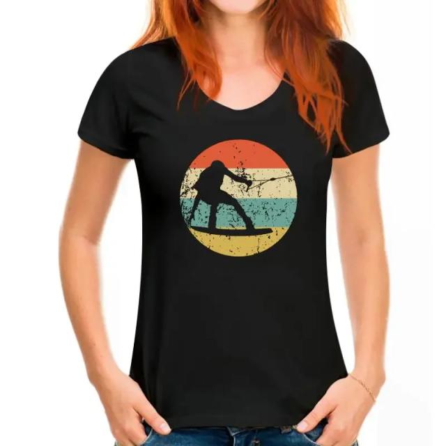 Camiseta Retro Wakeboarder Unissex de Manga Curta - Casual e Respirável para Estilo Streetwear