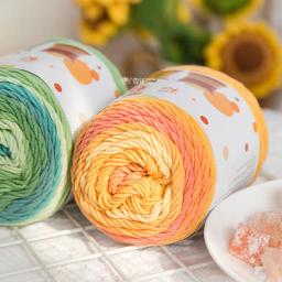 Fio de algodão arco-íris, Linha de algodão com leite, Acrílico DIY Tecido à Mão, Cachecol Cobertor e Camisola Crochet, 5 Vertentes, 100g - Image 4
