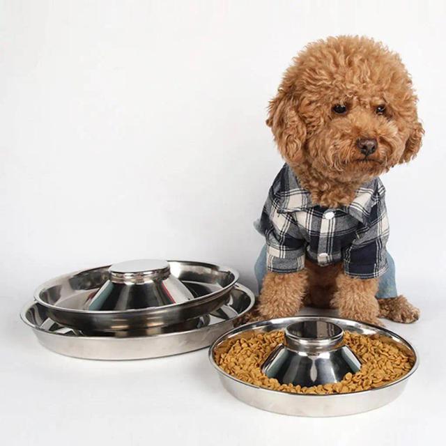 Tigelas de alimentação lenta em aço inoxidável para cães e gatos - Utensílios resistentes de 1200ml para Pet Shop