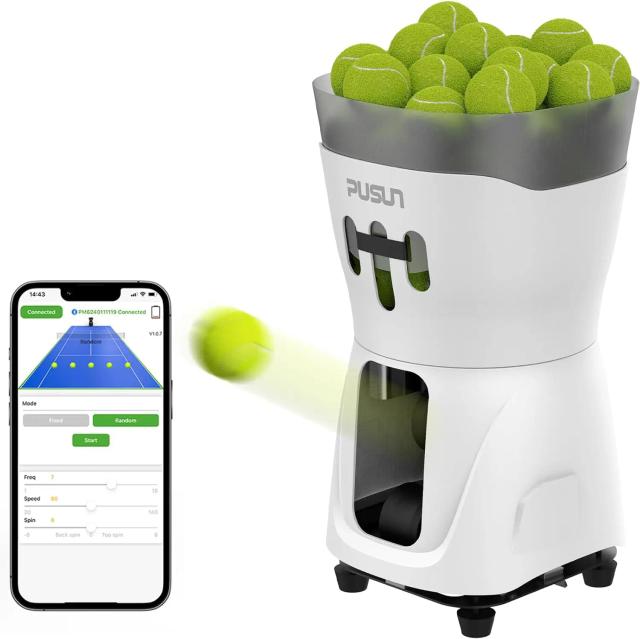 PUSUN PT-Mini Pro Máquina de Bolas de Tênis Inteligente 65+ Bolas 3-5h Bateria