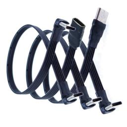 5CM-100CM Flat Elbow USB-C Tipo C Up/Down 90 ° Data Load PD Cabo Esquerda e Direita USB C cabo de dados universal para telefones Android - Image 1