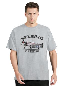 T-shirt Mustang Fighter masculino, Tops de algodão, Camisetas grandes, Roupas norte-americanas, P-51, Verão, Novo - Image 3