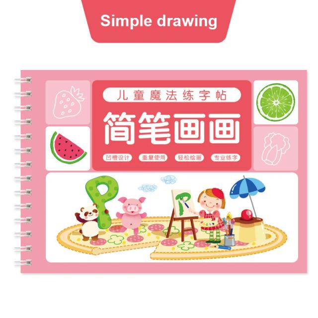 Copybook Reutilizável 3D Caligrafia Números Matemática Escrita Prática Livro Infantil
