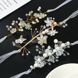 Flor de pulso strass pérola para meninas com renda para casamento, decoração de dama de honra, acessórios para baile de casamento - Image 1