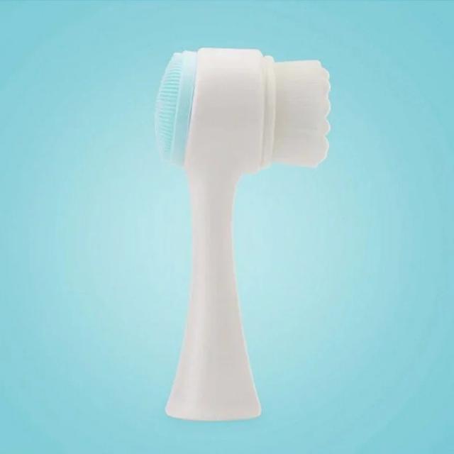 Escova Facial de Silicone Bilateral com Massagem Manual e Cerdas Macias para Limpeza Profunda do Rosto