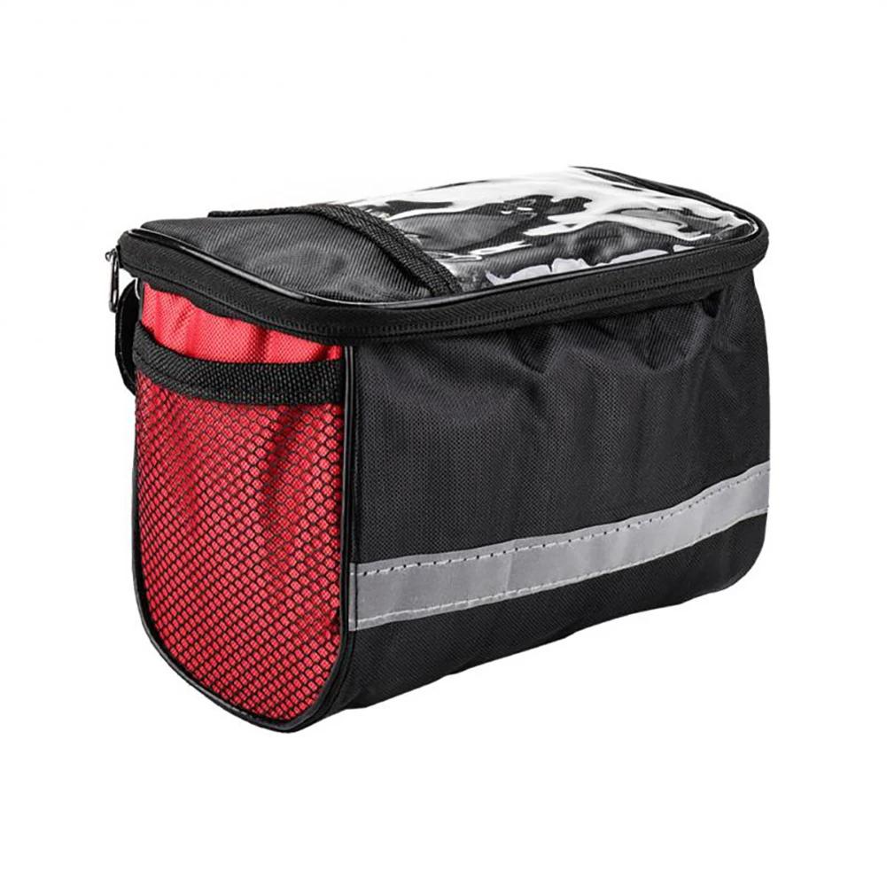 Bolsa multifuncional para guidão frontal, portátil, tira reflexiva, quadro de bicicleta, bolsa de ombro, organizador - Image 1