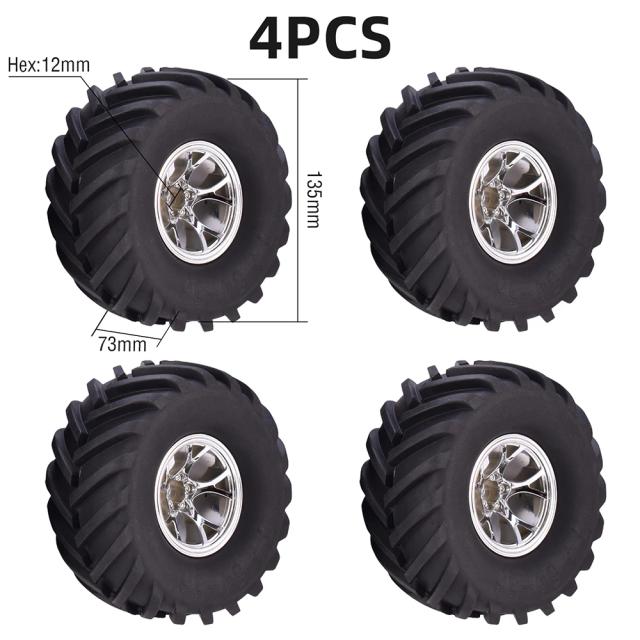 RC Car 1:10 Monster Truck Tires & Wheels 12mm Hub 4 Pcs
