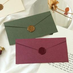 50 pçs/lote 22x11cm kraft papel vintage envelope cera selo para convites de casamento cartões festivais bênção carta ocidental - Image 2
