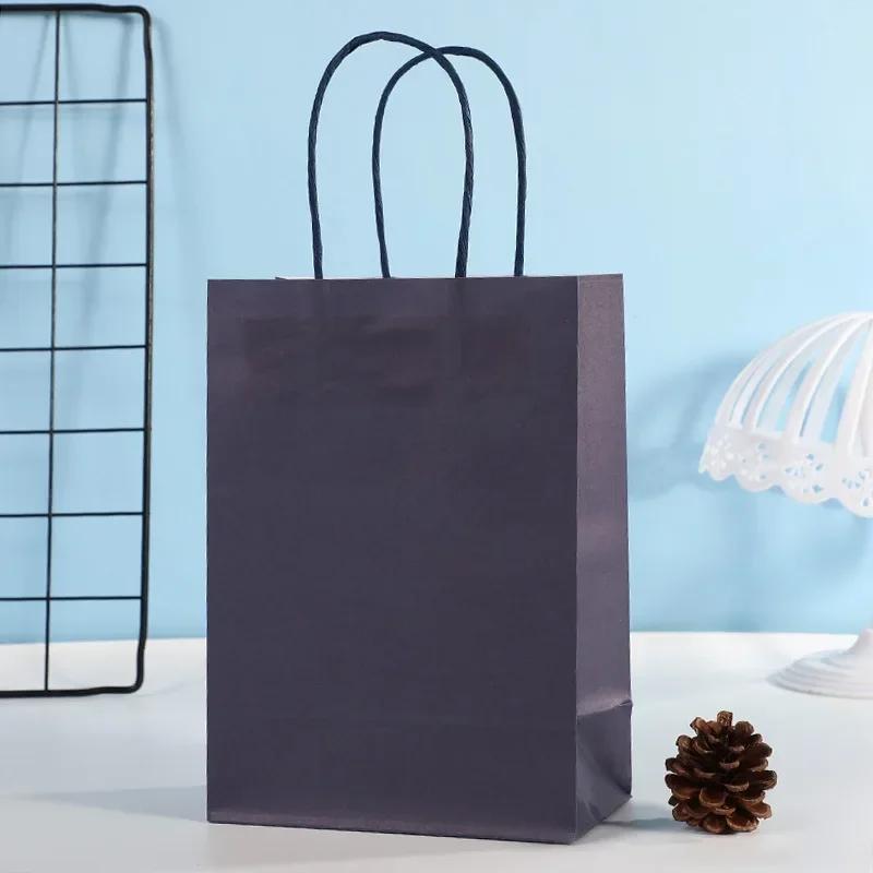 Saco De Compras De Papel Kraft Reciclável, Saco De Presente De Festa De Natal, Saco De Presente De Doces De Casamento, Bolsa De Embalagem De Entrega, 10Pcs - Image 1
