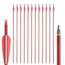 Tiro com arco 31.5 "vermelho trançado padrão setas de carbono para ao ar livre tradicional longbow recurvo tiro setas de carbono acessórios - Image 6