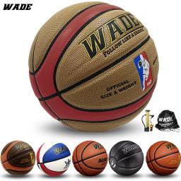 WADE Legal-Bola de couro PU interna e externa para escola, bola de basquete com bomba e pino livres, rede e saco, original, tamanho 7 - Image 1