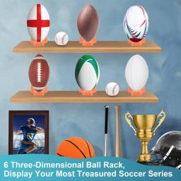 Suporte empilhável de economia de espaço para futebol, bola de futebol, portátil, futebol americano Tee, 6 pcs - Image 3
