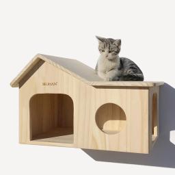 Casa na árvore de madeira para gatos, arranhando plataforma de escalada, parede, escada escadas, Kitty Gift, Pet Supplies - Image 6