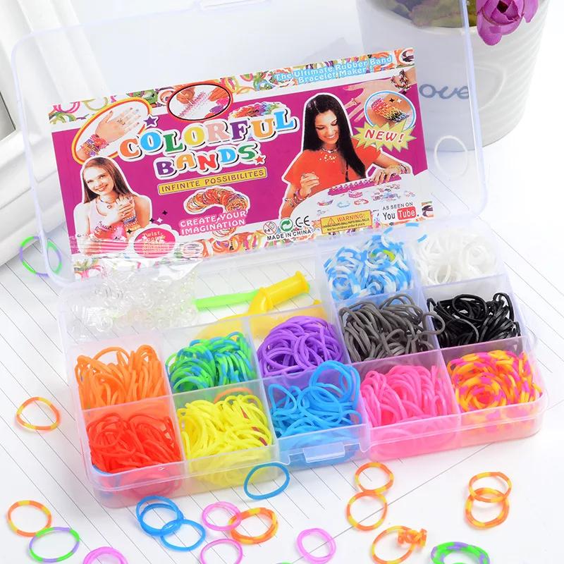 Conjunto de bandas de tear colorido criativo, pulseira arco-íris fazendo kit elástico DIY pulseiras tecidas, brinquedos artesanais para meninas, presentes de aniversário - Image 1