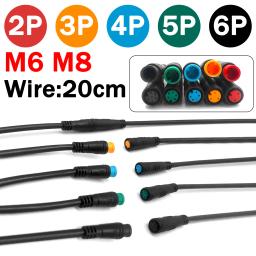 5/20/100 pçs julet m6 m8 à prova dwaterproof água bicicleta elétrica butt joint plug masculino feminino ebike 4 pinos cabo de exibição conector fio 20cm - Image 1