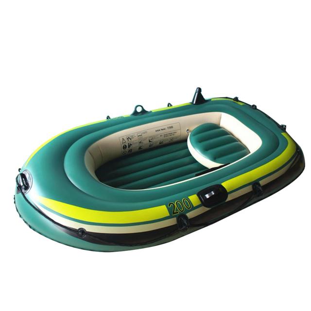 Caiaque Inflável em PVC para Pesca, Conjunto de Bote Blow Up para 2 ou 3 Pessoas, Inclui Bomba de Pé, Sem Remos - 200x120x35cm
