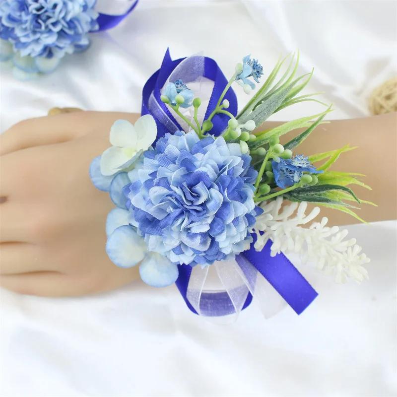 Yo cho pulseira bracelete de rosas azul royal, broche de flores com rosas, broche de mão, festa, casamento, decoração, adereços de fotografia - Image 1