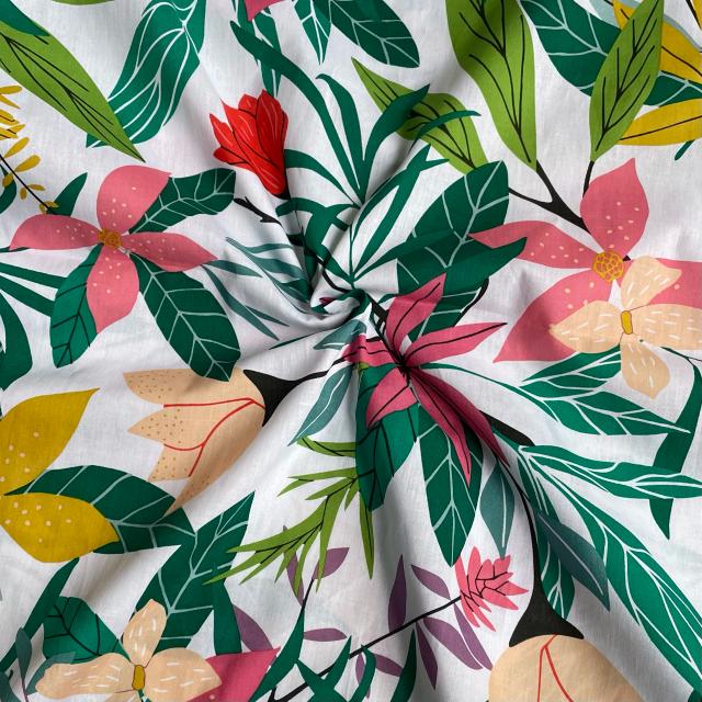 Tecido Floral Meadow Song em 100% Algodão para Costura de Roupas Infantis, Impressão Digital, 140x50cm