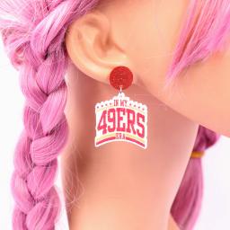 Brincos acrílicos para as Mulheres, My 49ers ERA Jóias Trendy, 1 Par, Novo Produto - Image 4