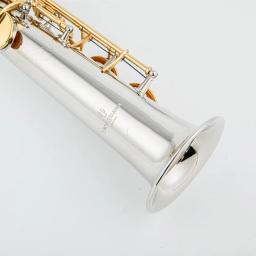 Chave de ouro prata Saxofone soprano com estojo, bocal, ligadura, palhetas, pescoço, pescoço, sax, feito no Japão, WO37 - Image 6