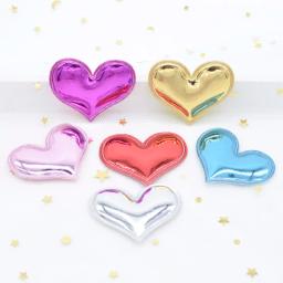Apliques de feltro acolchoados em forma de coração pu brilhante 20 tamanhos 40*30mm para decoração diy faixa de cabeça caixa de presente bolo topper acessórios para cabelo - Image 1