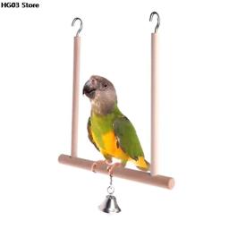 Gaiola de madeira para pássaros, suporte de brinquedo de papagaio natural com balanço de madeira para animais de estimação, 1 peça - Image 1