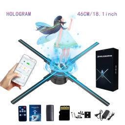 Projetor holográfico 3d com 4 luzes led e aplicativo de controle remoto e controle remoto para halloween, halloween, 18.1 polegada, 46cm - Image 1