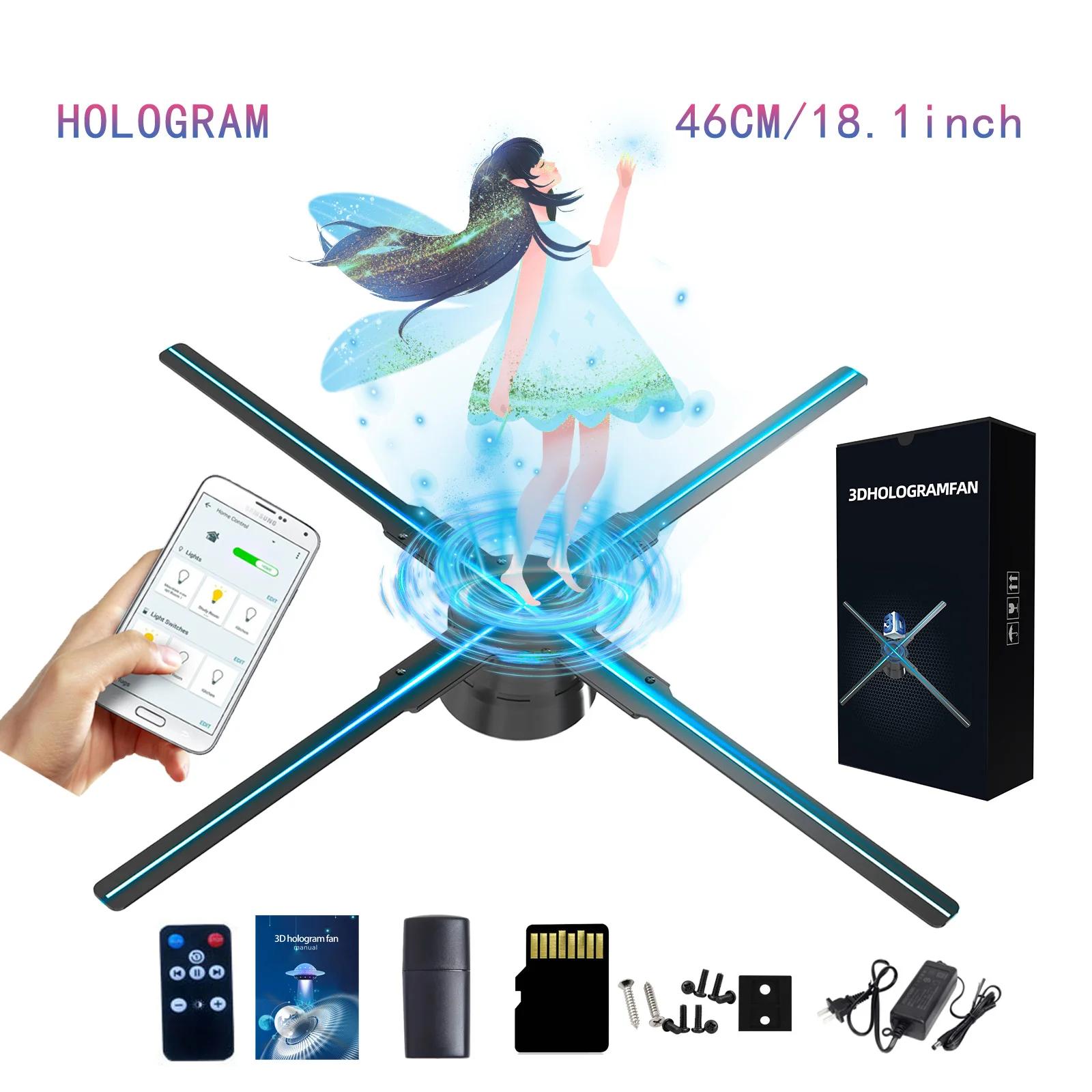 Projetor holográfico 3d com 4 luzes led e aplicativo de controle remoto e controle remoto para halloween, halloween, 18.1 polegada, 46cm - Image 1
