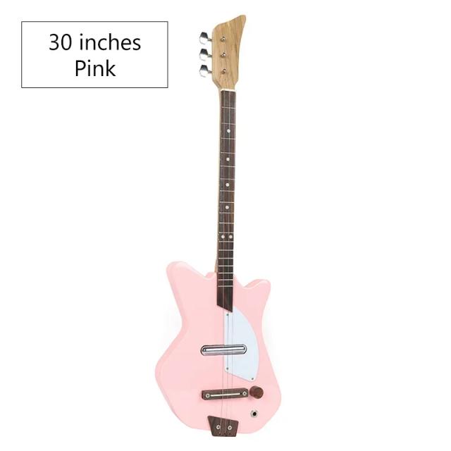 Guitarra Elétrica Acústica Infantil de 3 Cordas em Madeira para Iniciantes e Viagens.