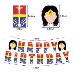 Super-herói tema do miúdo balão de aniversário decoração de festa maravilhas mulher banner bolo conjunto de cartões de chá de bebê globos festa de eventos suprimentos - Image 2
