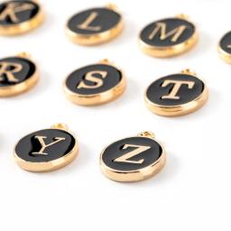 10pcs inicial letra do alfabeto dupla face esmalte pingentes encantos 12mm para fazer jóias pulseira artesanal artesanato - Image 6
