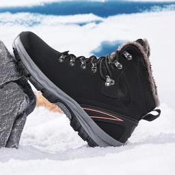 Sapatos de caminhada masculinos de alta qualidade novo inverno casual anti deslizamento quente sola grossa sapatos de algodão alta superior confortável botas de neve de pelúcia - Image 4