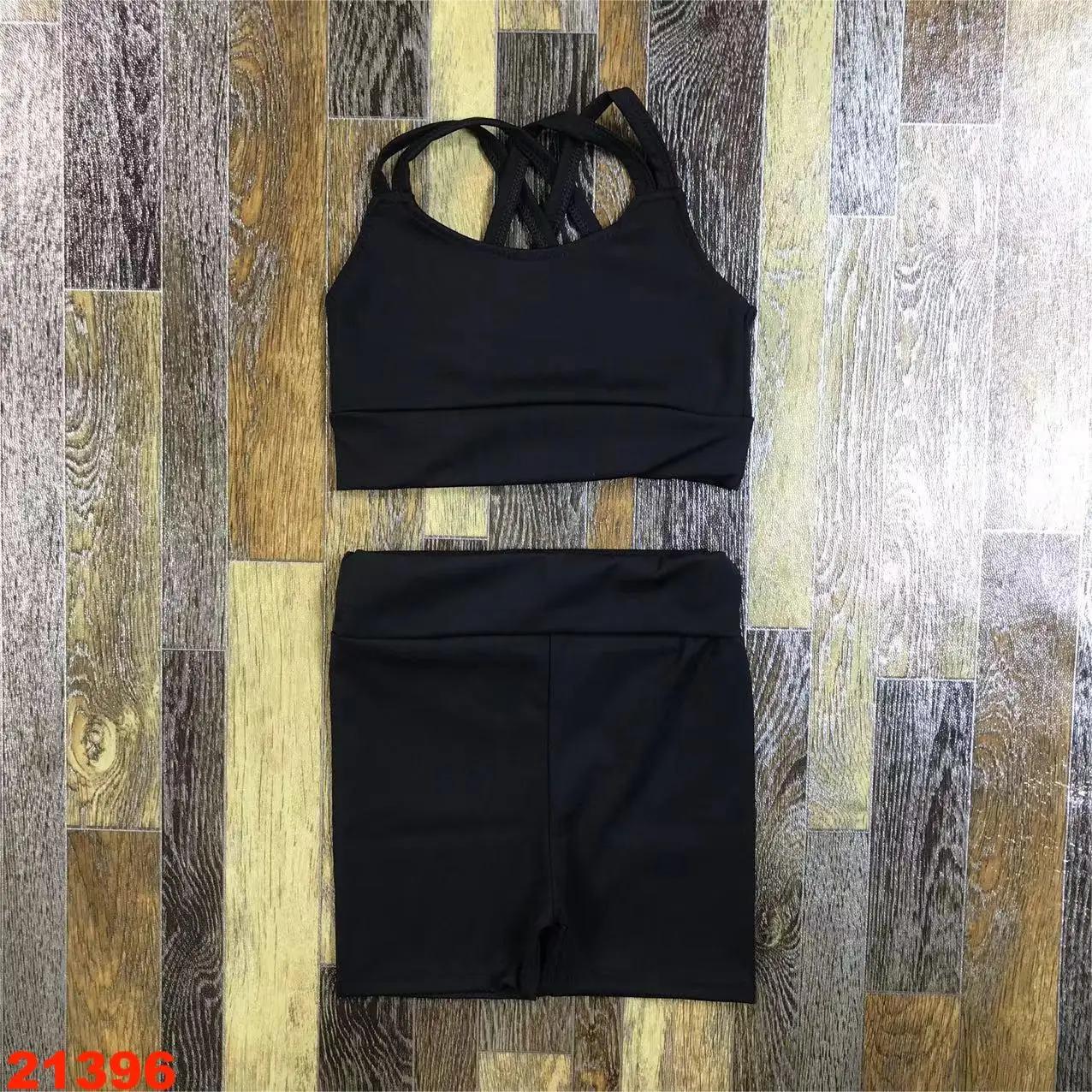 Collant de balé para meninas, shorts e blusa de tiras, roupas de ginástica, yoga esporte dança, roupas de palco, crianças - Image 1