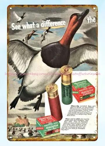 Sinal Vintage de Metal REMINGTON para Munição de Patos - Década de 1920 para Decoração de Parede