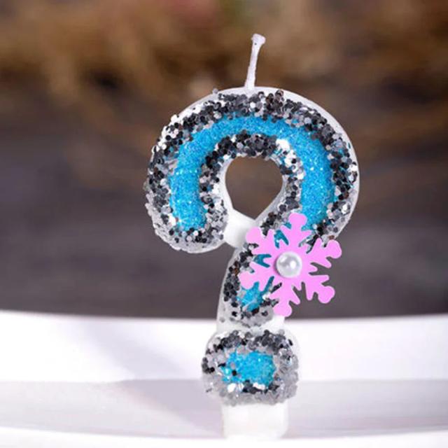 Velas de Aniversário com Glitter e Toppers de Bolo em Azul para Casamentos e Decorações de Sobremesa - 1 Unidade