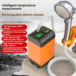 Kit de chuveiro ao ar livre ajustável com Display Digital, Bomba de chuveiro portátil, Camping, Viagem, Praia, Pet, 3 engrenagem, 12V, 4800 mAh, 6000 mAh, 7800mAh - Image 1