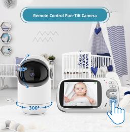 Vb801 Monitor eletrônico para bebês com tela de LCD de 3,2 polegadas Câmera de vigilância por intercomunicação de vídeo Proteção de segurança para bebês recém-nascidos - Image 3