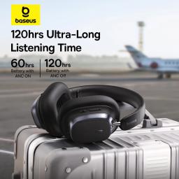 Baseus bowie h1s fones de ouvido sem fio bluetooth 5.4 cancelamento de ruído 46db sobre a orelha fone de ouvido de áudio espacial de alta resolução 120h tempo - Image 4